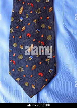 Interesting YSL autumn vintage tie, male neckware in silk Stock Photo