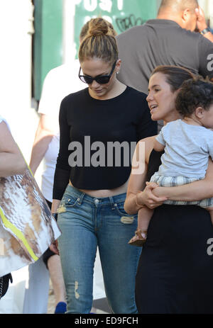 Jennifer Lopez goes shopping in Soho with her children and some of her friends  Featuring: Jennifer Lopez Where: New York City, New York, United States When: 30 Jun 2014 Stock Photo