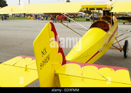 Pietenpol Air Camper. Yellow Airplane. Possibly custom built experimental or a replica of an earlier plane. Circa 2001 per the r Stock Photo