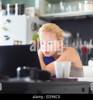 Female freelancer working from home. Stock Photo