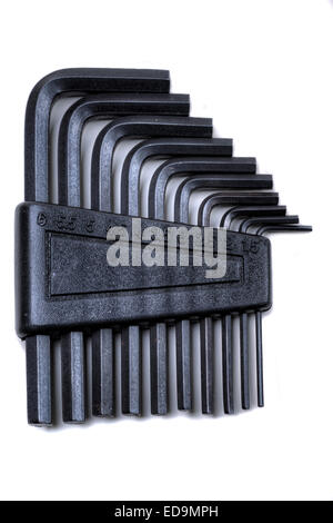 Hex wrench key set in holder Stock Photo