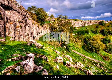 Malham Cove in the Yorkshire Dales National Park at Malham. A stunning English Landscape.