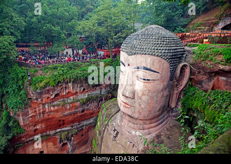 The Leshan Giant Buddha, largest stone-carved Buddha statue in the world from the Tang Dynasty, Sichuan province, China Stock Photo