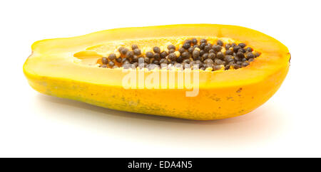 papaya fuit cut in half  isolated on white backgound Stock Photo