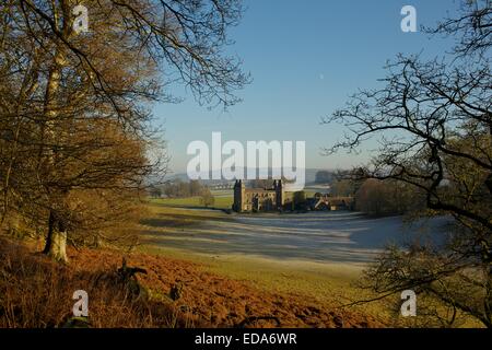 Bright frosty autumn day at Dinefwr park with Newton House in the background, National Trust site in West Wales. Stock Photo