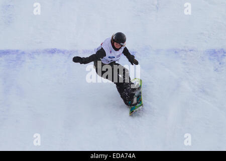 ISTANBUL, TURKEY - DECEMBER 20, 2014: Henna IKOLA jump in FIS Snowboard World Cup Big Air. This is first Big Air event for both, Stock Photo