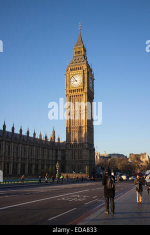 Houses of Parliament aka Palace of Westminster Big Ben on Middlesex bank of the River Thames City of Westminster central London Stock Photo