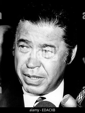 File. 3rd Jan, 2015. Edward W. Brooke (October 26, 1919 Ð January 3, 2015) the Massachusetts Republican who was the first African-American to be elected to the US Senate since Reconstruction, died Saturday morning in his Coral Gables, Fla., home. He was 95, and his health had declined in the past couple of months. Brooke served in the Senate from 1967 to 1979. Elected attorney general in 1962 and reelected two years later, he was the first African-American to hold that office in any state. He died from natural causes, said his former legislative aid. Pictured - Mar 05, 1974; Boston, Massac Stock Photo