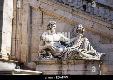 The facade of Palazzo Senatorio in Piazza del Campidoglio, Lazio, Rome, Italy Stock Photo