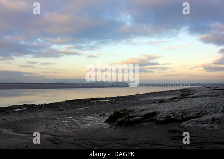 Sunset over the River Kent estuary at Arnside, Cumbria, England Stock Photo