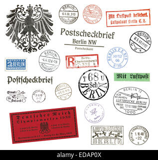 Vintage postage stamps and labels from Berlin, Germany Stock Photo