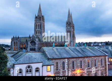 Looking out over the rooftops to Truro Cathedral Stock Photo
