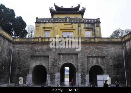 Hanoi. 4th Jan, 2015. Photo taken on Jan. 4, 2015 shows the entrances and the gate towers of the Thang Long Imperial Citadel in Hanoi, Vietnam. The Thang Long Imperial Citadel was built in the 11th century. Its buildings and the remains reflect a unique South-East Asian culture specific to the lower Red River Valley. © Zhang Jianhua/Xinhua/Alamy Live News Stock Photo