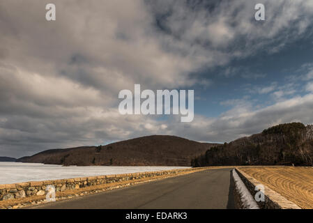 Quabbin Boats in Winter, Quabbin Reservoir Stock Photo