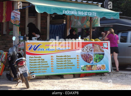 Halal pancake stall in the street Koh Lanta, Krabi, Thailand, South-east Asia. Stock Photo