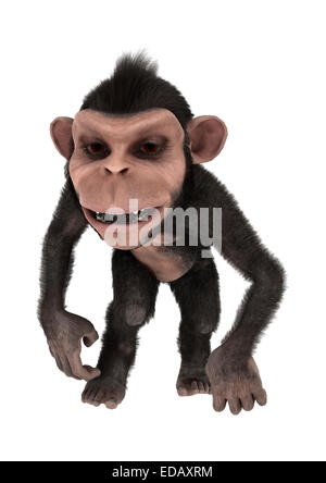 3D digital render of a cute little chimpanzee isolated on white background Stock Photo