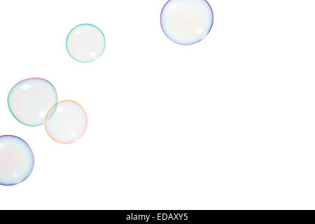 Group of soap bubbles on a white background Stock Photo