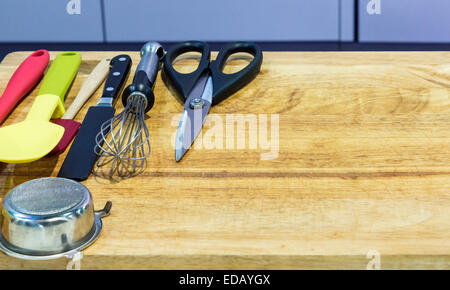 Kitchen accessory on wooden block in the restaurant. Stock Photo