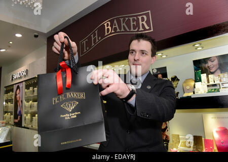 assistant male sales serving customer delicatessen alamy jewellers baker man