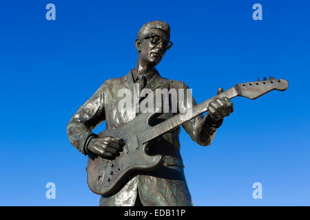 Statue of Buddy Holly on the Walk of Fame in Lubbock, Texas, USA Stock Photo