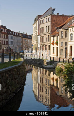 Europe, Germany, Mecklenburg-Western Pomerania, Wismar, Historic Houses Frische Grube in the Hanseatic city of Wismar, Stock Photo