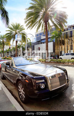 Rolls Royce parked on Rodeo drive, Beverly Hills, Los Angeles, California. Stock Photo