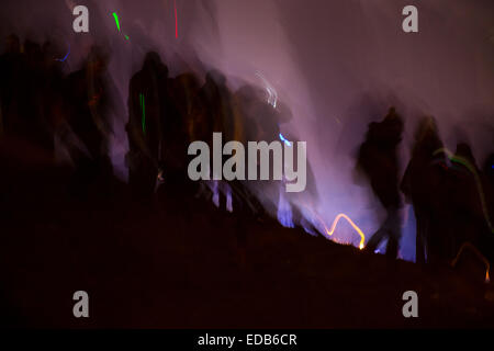 abstract picture of crowd in the night Stock Photo