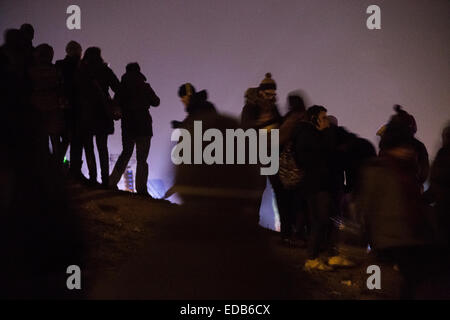 abstract picture of crowd in the night Stock Photo