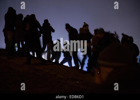 abstract picture of crowd in the night Stock Photo