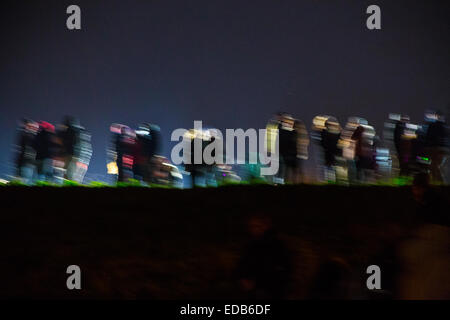 abstract picture of crowd in the night Stock Photo