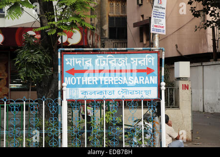 Mother Teresa Sarani former Park street renamed after the death of Mother Teresa in Kolkata, West Bengal, India Stock Photo