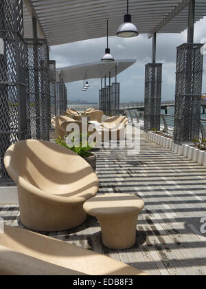 View of Modern Park Chairs in an Urban Park, San Juan Puerto Rico Stock Photo
