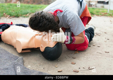 first aid training detail Stock Photo