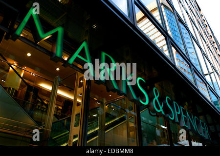 Picture shows a Marks & Spencer store on Fenchurch Street, London. Stock Photo