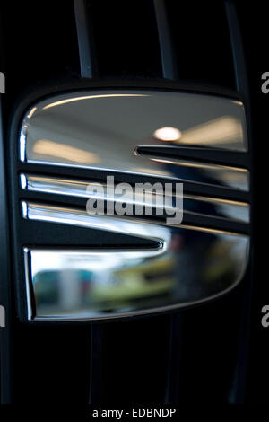 The SEAT emblem that adorns the front of their cars Stock Photo