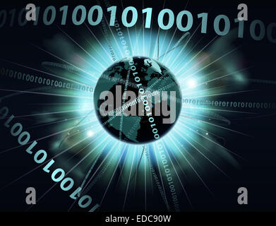 An abstract concept binary computer information data globe