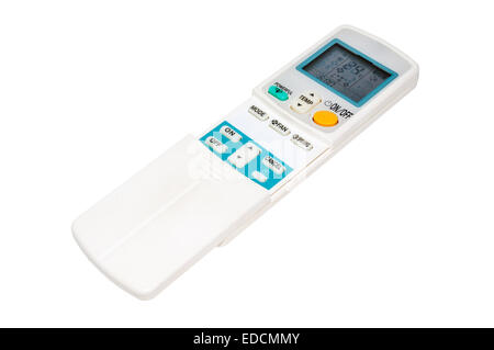 Remote control unit for air conditioning on the white background. Stock Photo