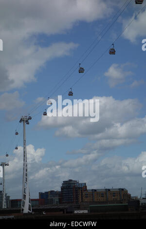 Take to the air on London's only cable car and enjoy a truly unique experience in east London. Enjoy stunning 360-degree views o Stock Photo