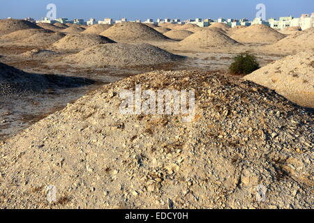 UNESCO Heritage World Site Dilmun era burial mounds at Hamad Town, Kingdom of Bahrain Stock Photo