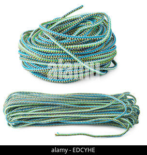 Colour thick rope isolated on white background Stock Photo