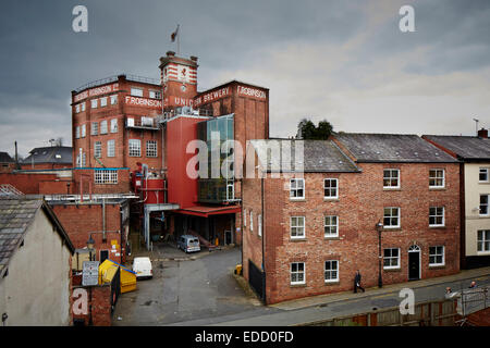 Stockport town centre Lower Hillgate, F Robinsons brewery a family-run, regional brewery founded in 1859 by Frederic Robinson Stock Photo