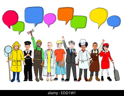 Group of Diverse Kids with Different Occupations Stock Photo