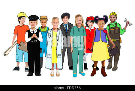 Multiethnic Group of People with Various Occupations Concept Stock Photo