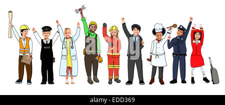 Multiethnic Group of Children with Various Occupations Concept Stock Photo