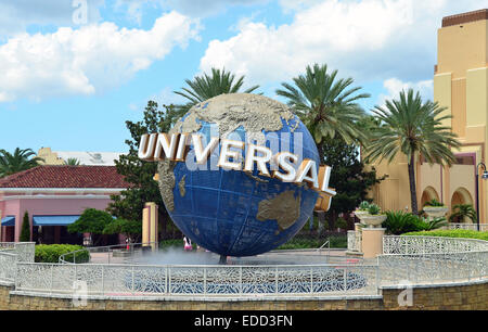 Universal Globe outside the entrance to Universal Studio's Orlando Florida. Stock Photo