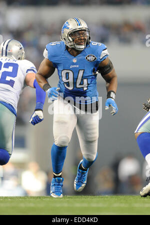 Detroit Lions defensive end Ezekiel Ansah jogs during NFL football ...