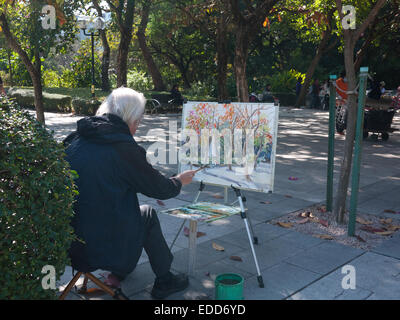 Hong Kong 2015 - A painter in a park Stock Photo