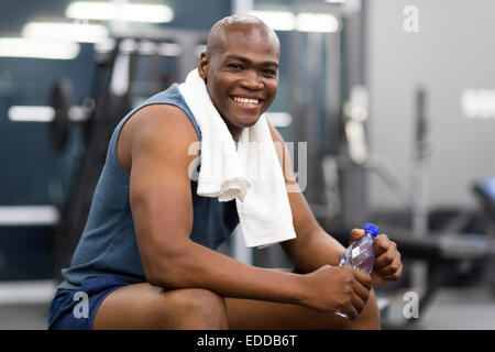 healthy African American man resting after workout Stock Photo