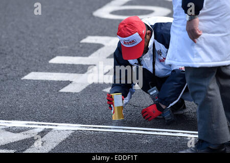 Kanagawa, Japan. 2nd Jan, 2015. Staff Athletics : The 91st Hakone Ekiden Race, Odawara Relay place in Kanagawa, Japan . © AFLO SPORT/Alamy Live News Stock Photo