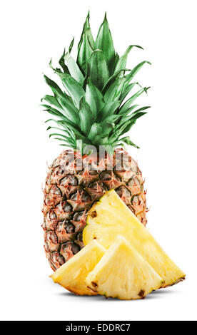 Pineapple slices isolated on white background Stock Photo